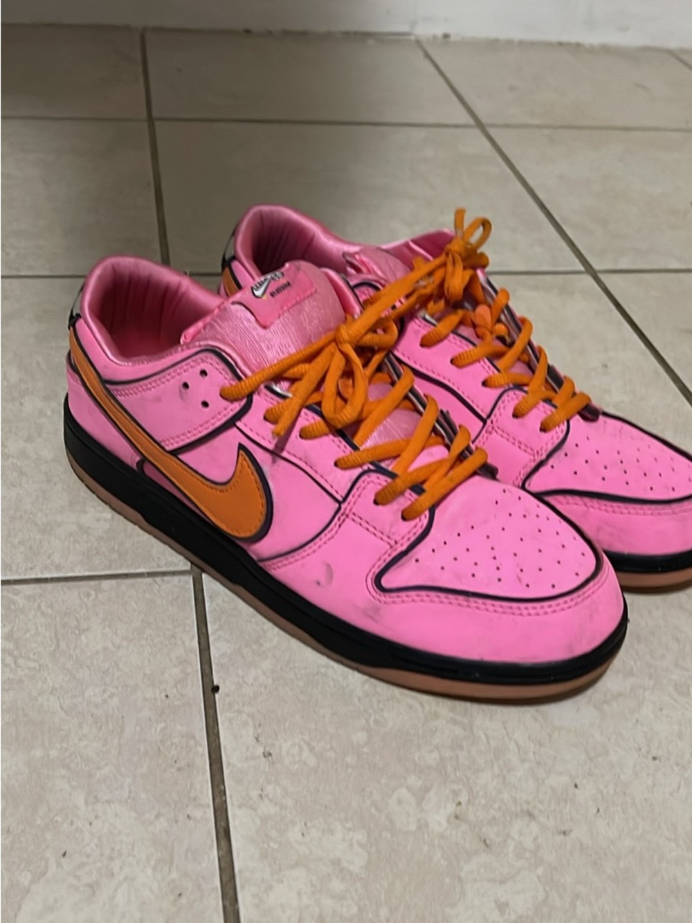 Nike Pink and Orange Low-Top Sneakers with Black Trim